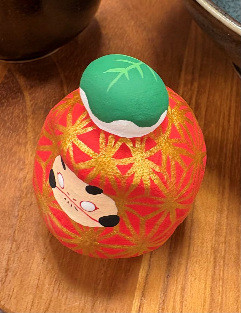 柏餅だるま　麻の葉柄　赤　山口さくら