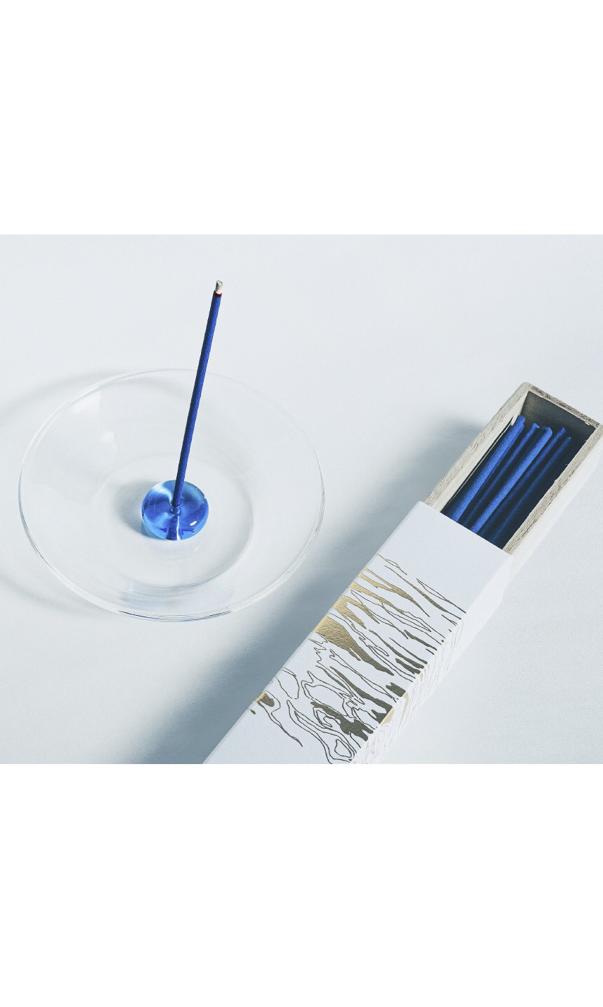 吹きガラス香皿と ハンドメイドビーズ香立てのセット