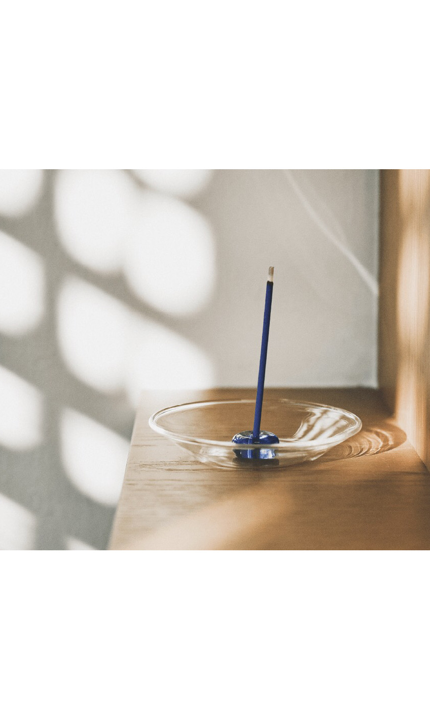 吹きガラス香皿と ハンドメイドビーズ香立てのセット