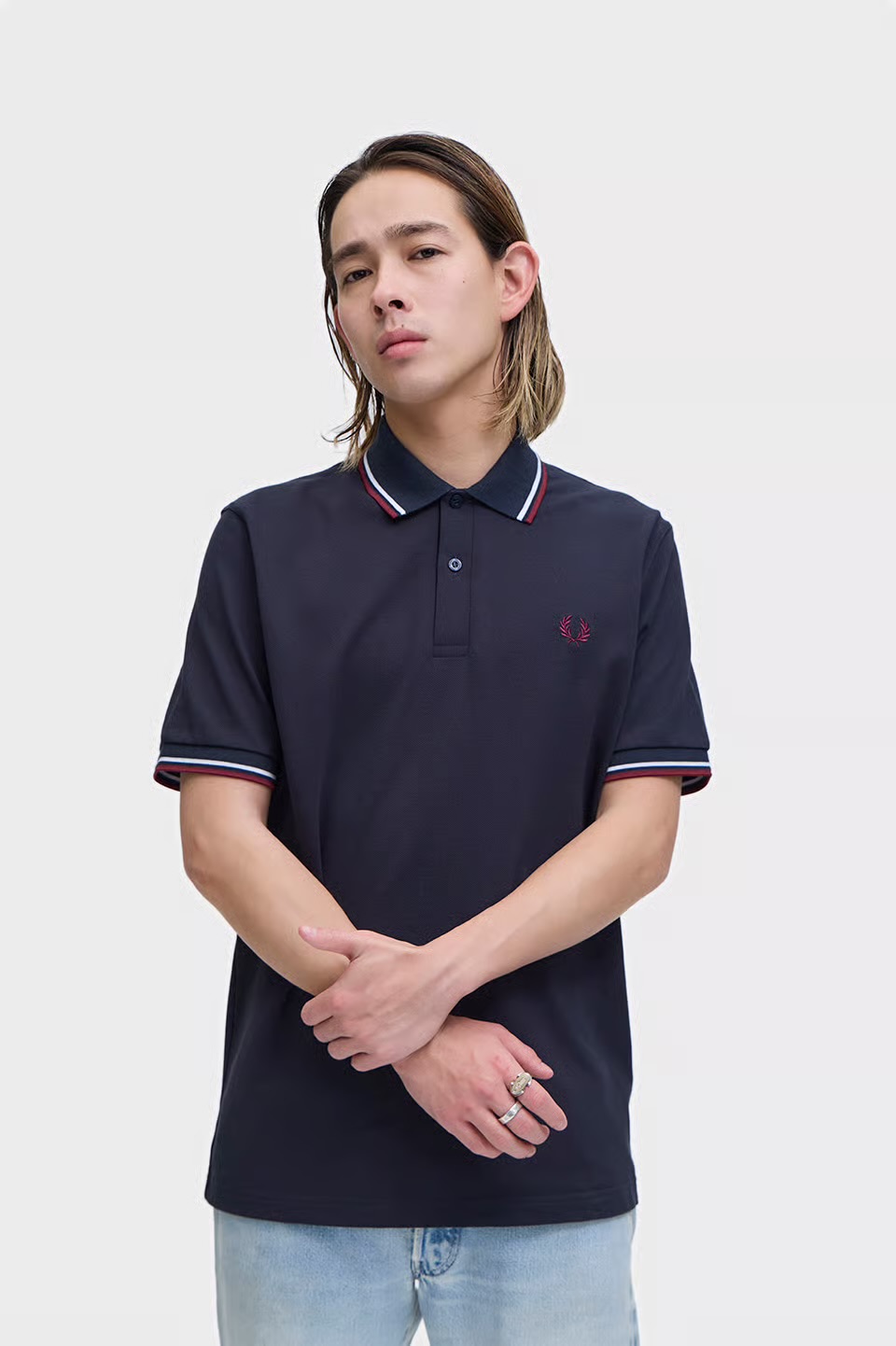 MENS/UNISEX　The Fred Perry Shirt - M12　37B：NAVY / WHITE / MAROON