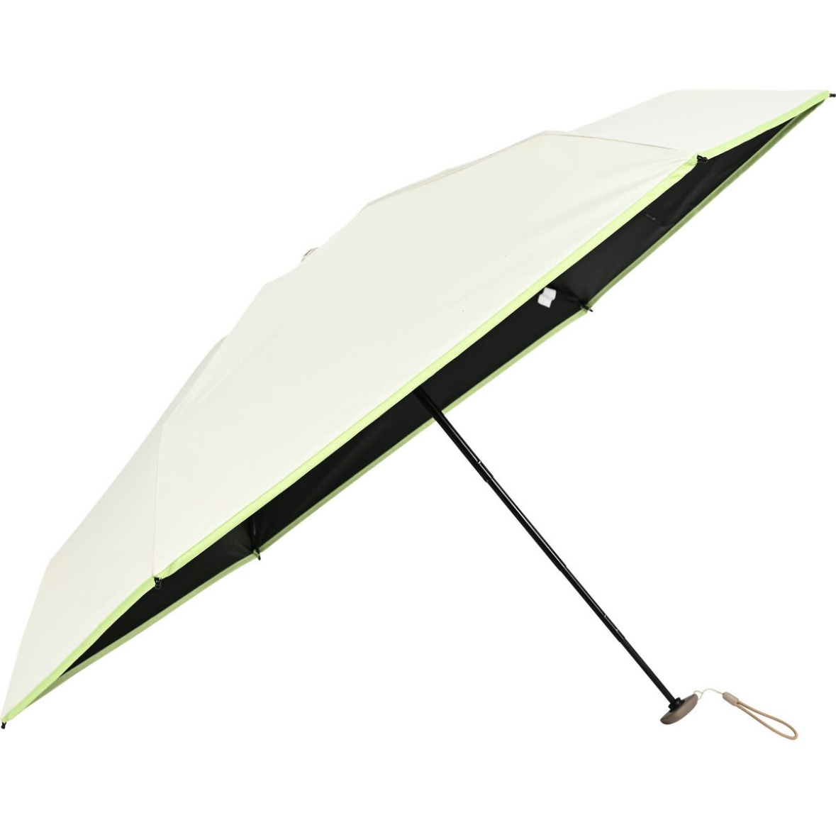 日傘 パイピング 《ALL IN UMBRELLA》 ポーチ付き 晴雨兼用 折りたたみ傘 　アイボリー