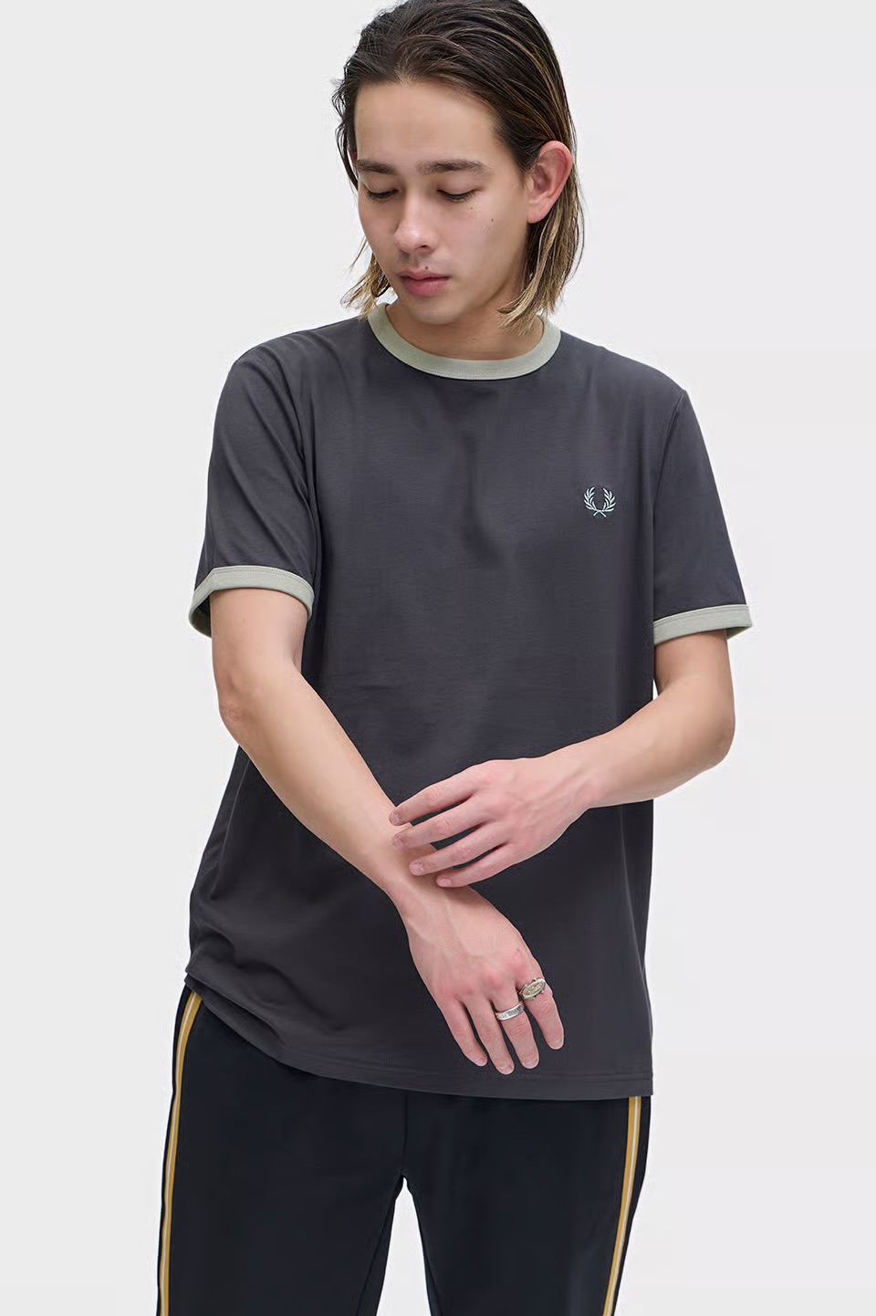 MENS/UNISEX　 Ringer T-Shirt M3519　32B：ANCHOR GREY / SEAGRASS