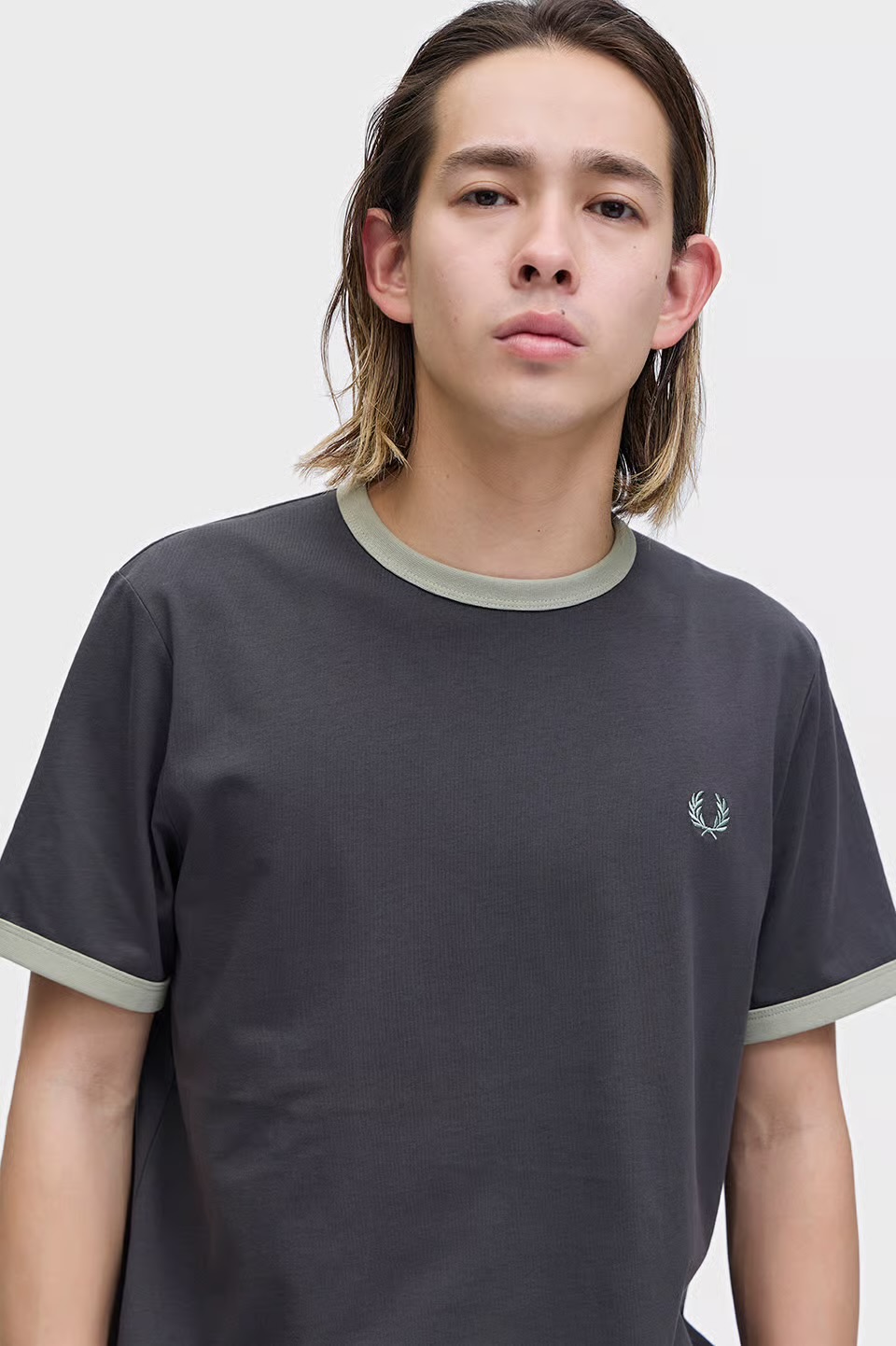 MENS/UNISEX　 Ringer T-Shirt M3519　32B：ANCHOR GREY / SEAGRASS