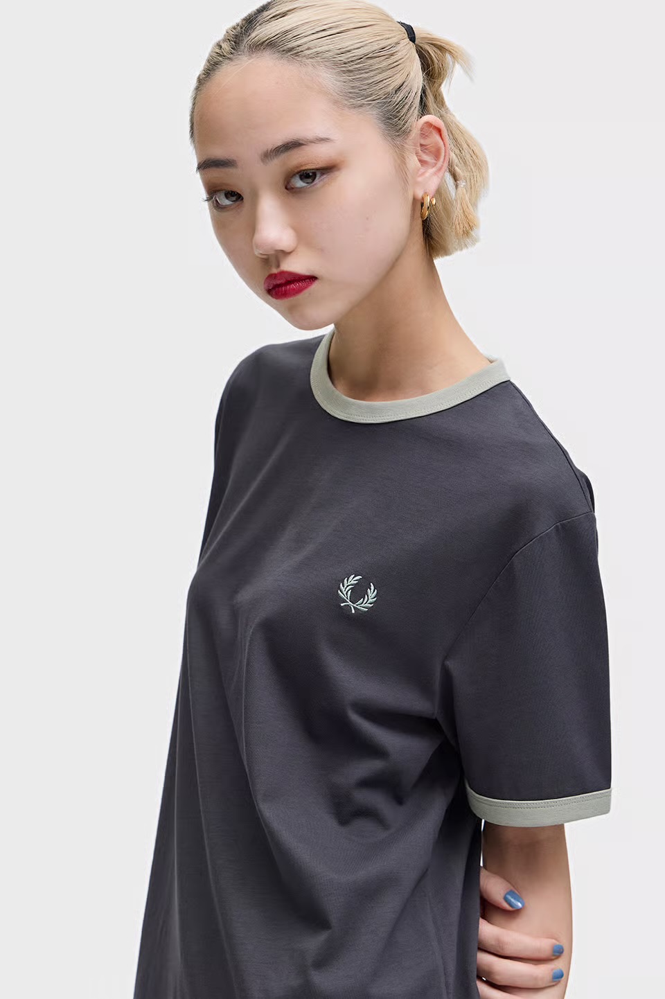 MENS/UNISEX　 Ringer T-Shirt M3519　32B：ANCHOR GREY / SEAGRASS