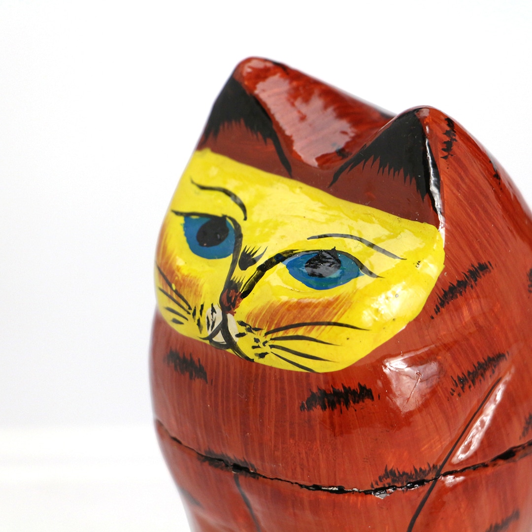 Papier Mache Standing Cat "Brown" パピエ マシェ スタンディング キャット "ブラウン"