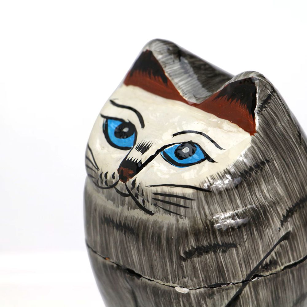 Papier Mache Standing Cat "Gray" パピエ マシェ スタンディング キャット "グレー"